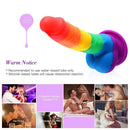 Rainbow Realistic Dildo Suction Cup G-spot Simulator Handheld Massager - Adult Toys 