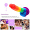 Rainbow Realistic Dildo Suction Cup G-spot Simulator Handheld Massager - Adult Toys 
