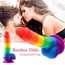 Rainbow Realistic Dildo Suction Cup G-spot Simulator Handheld Massager - Adult Toys 