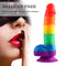 Rainbow Realistic Dildo Suction Cup G-spot Simulator Handheld Massager - Adult Toys 