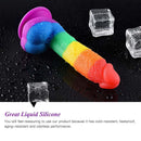 Rainbow Realistic Dildo Suction Cup G-spot Simulator Handheld Massager - Adult Toys 