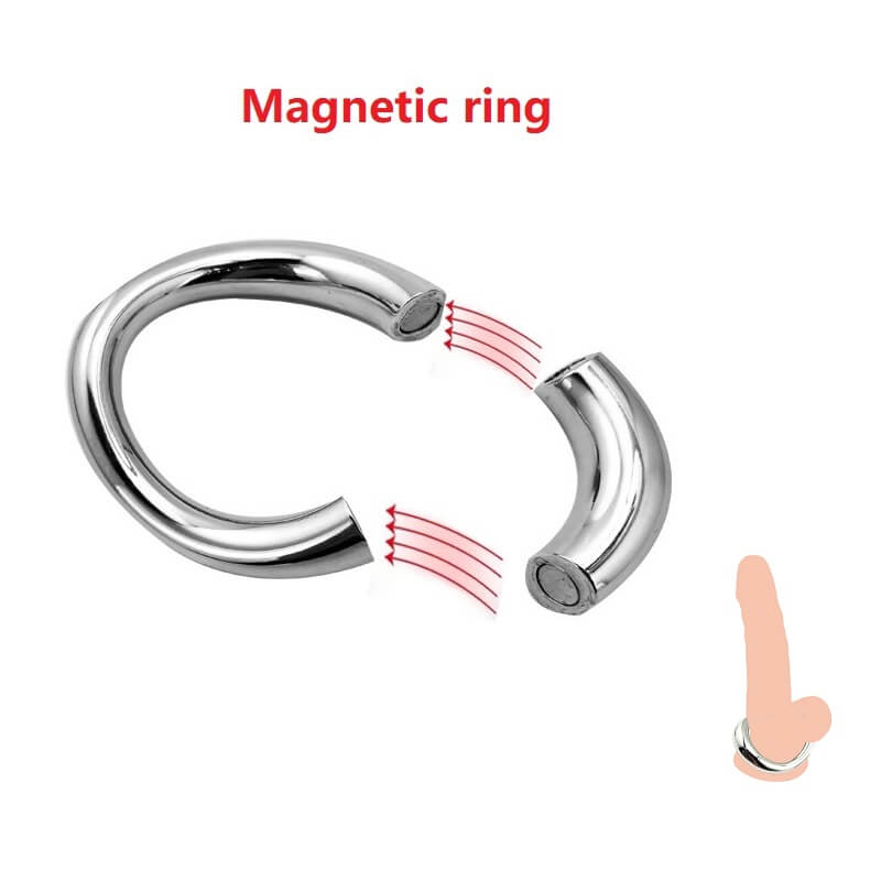 Heavy Male Metal Ball Scrotum Stretcher Magnetic Bondage Lock Cock Ring