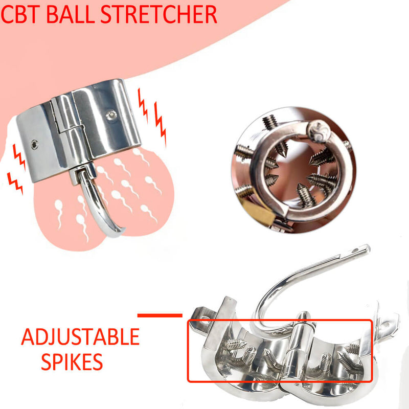 Stainless Steel Spiked Ball Stretcher Chastity Device Scrotum Pendant CBT Sex Toy