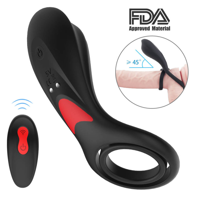 3in1 Double Loops Multiple Vibrating Cock Ring Handheld Massager - Adult Toys 