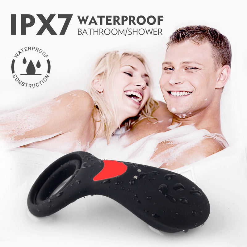 3in1 Double Loops Multiple Vibrating Cock Ring Handheld Massager - Adult Toys 