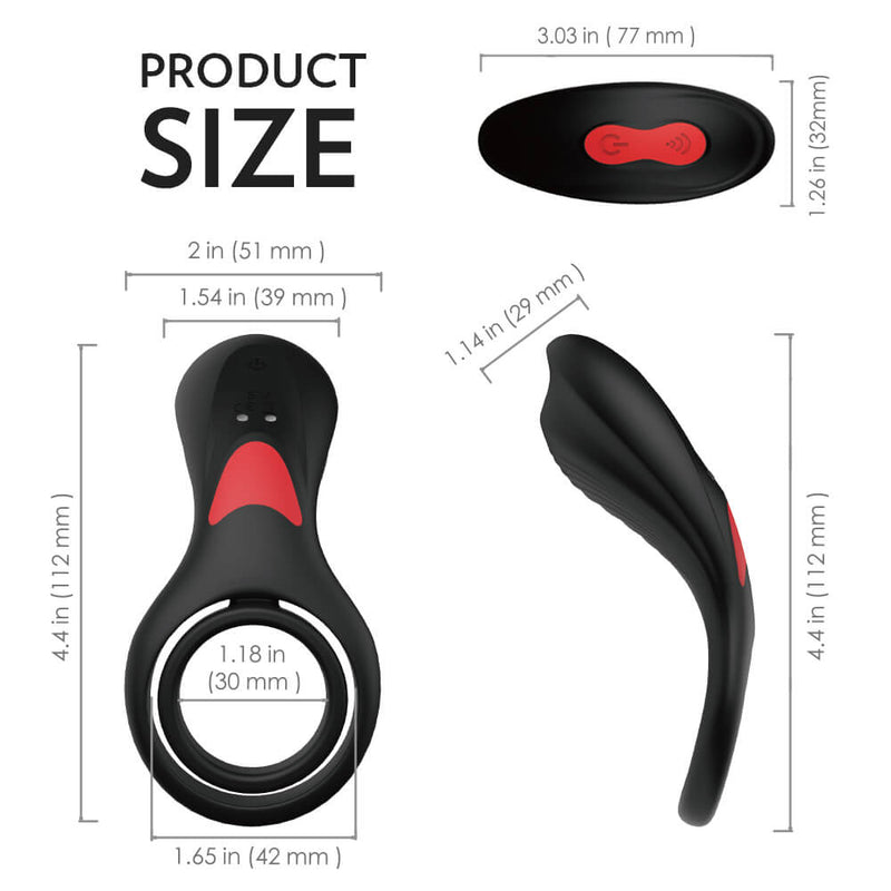 3in1 Double Loops Multiple Vibrating Cock Ring Handheld Massager - Adult Toys 