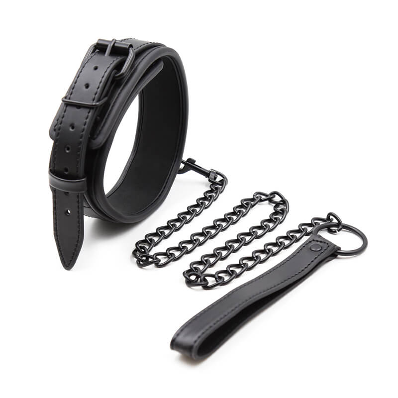 Leather Iron Chain BDSM Slave Collar For Adults Sex