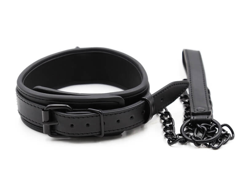 Leather Iron Chain BDSM Slave Collar For Adults Sex
