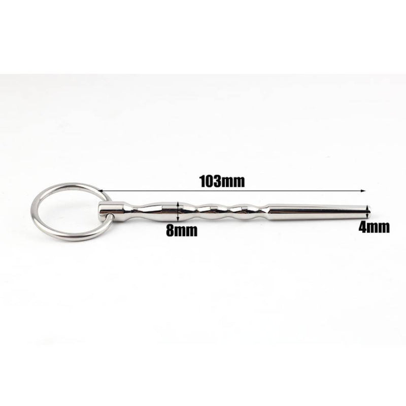 Stainless Steel Cum Through Penis Urethral Plug With A Glans Ring
