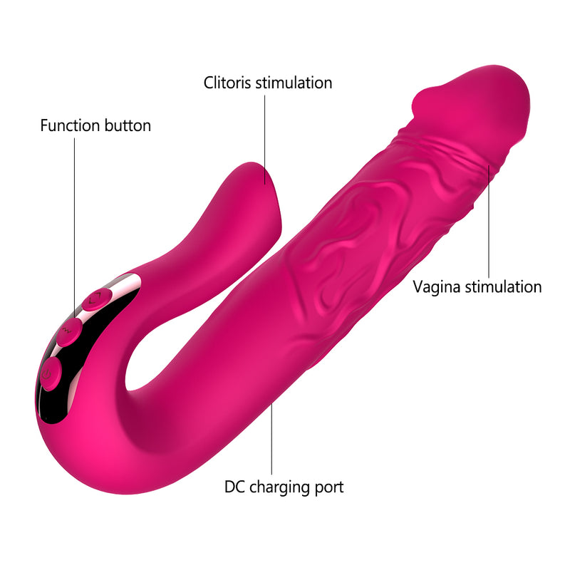 Telescopic Rotation Dildo G-spot Clitoris Sucker Vibrator - Adult Toys 