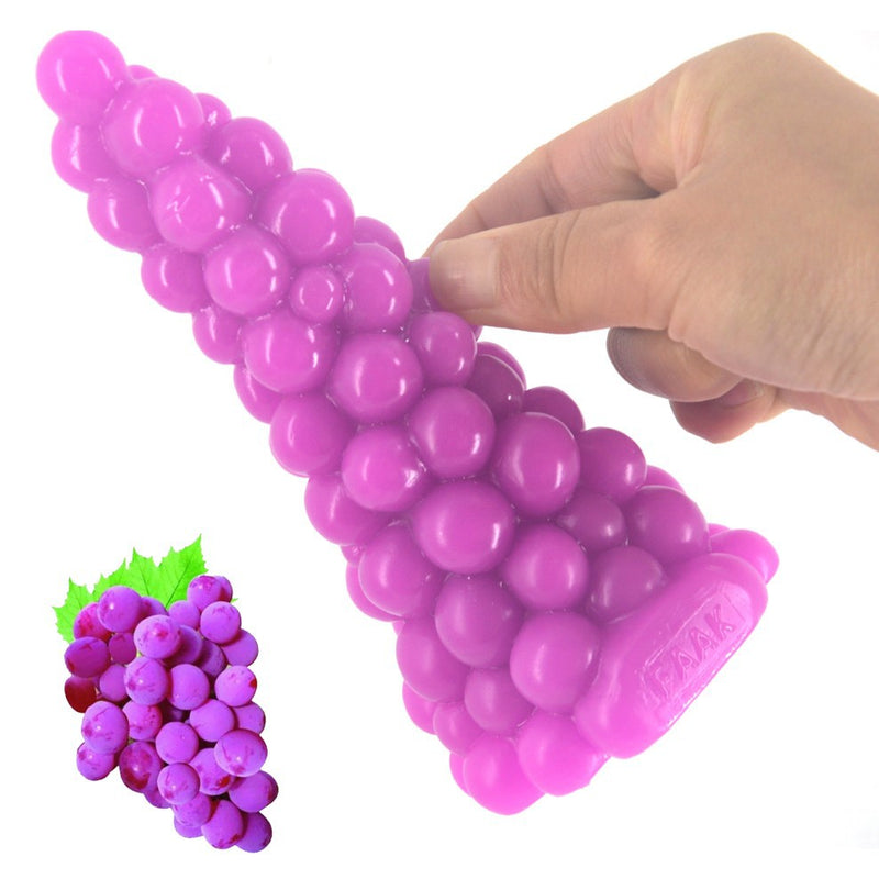 FAAK Grape Realistic Big Anal Plug Beads G-spot Clitoris Dildo Toy - Adult Toys 