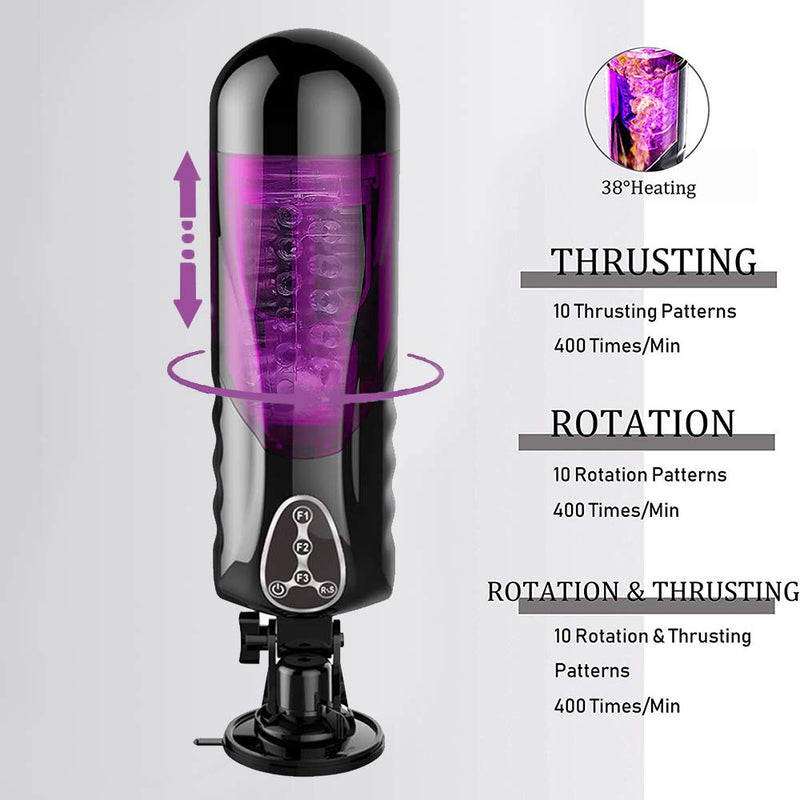 Realistic Auto Male Penis Masturbator Rotation Heating Vocal - Adult Toys 