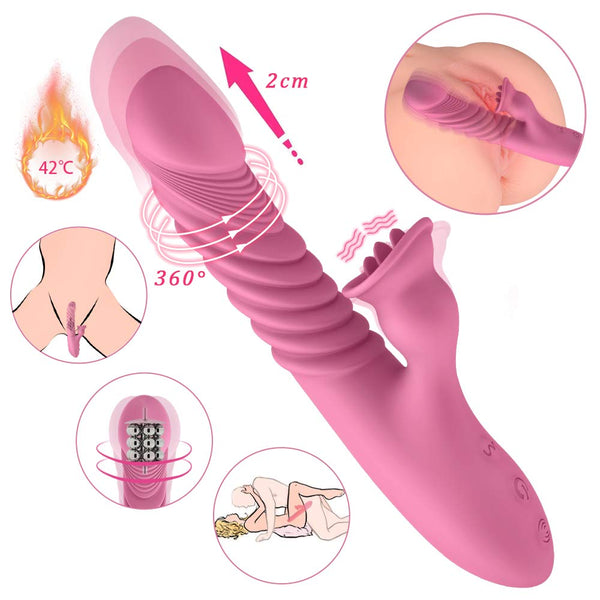 G-Spot Vibrator For Women Tongue Sucking Vibrating Dildo - Adult Toys 