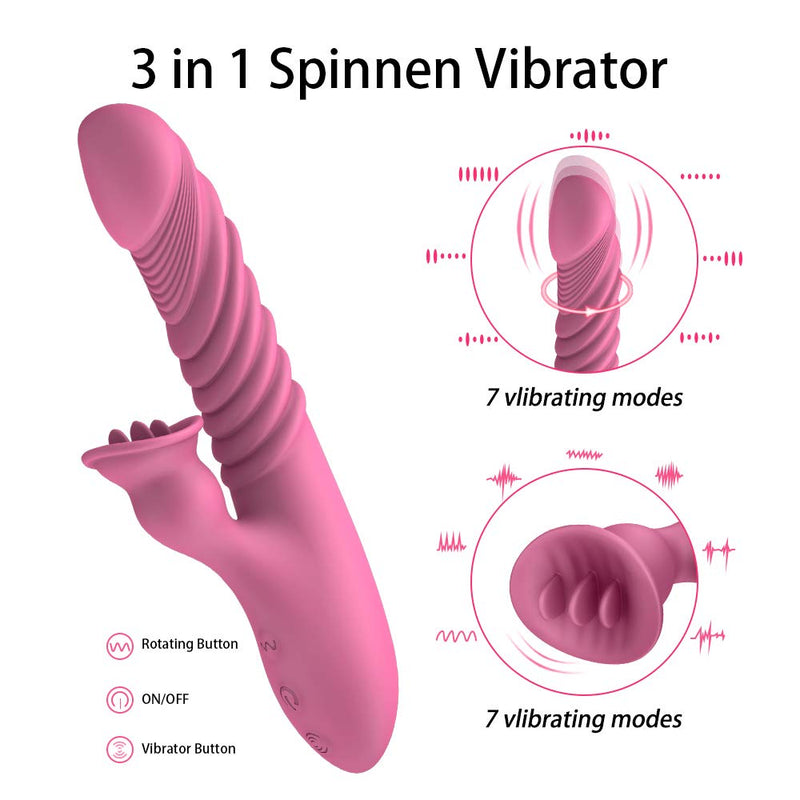 G-Spot Vibrator For Women Tongue Sucking Vibrating Dildo - Adult Toys 