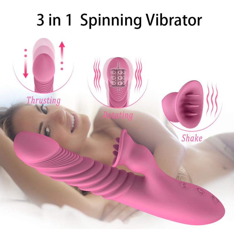 G-Spot Vibrator For Women Tongue Sucking Vibrating Dildo - Adult Toys 