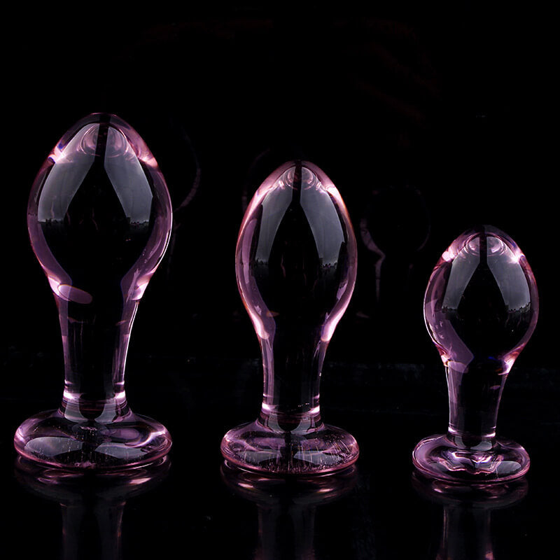 Transparent Crystal Glass Pink Anal Plug For Masturbation
