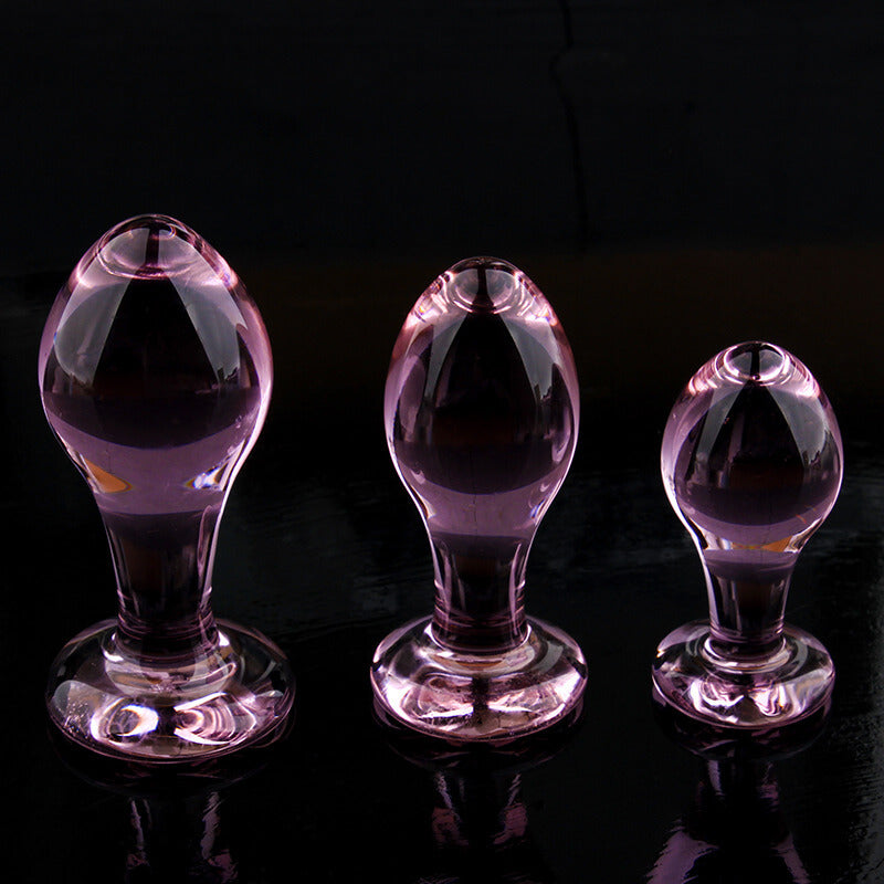 Transparent Crystal Glass Pink Anal Plug For Masturbation