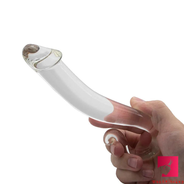 6.61in Glass Penis Dildo With Anal Hook For Women Fucking