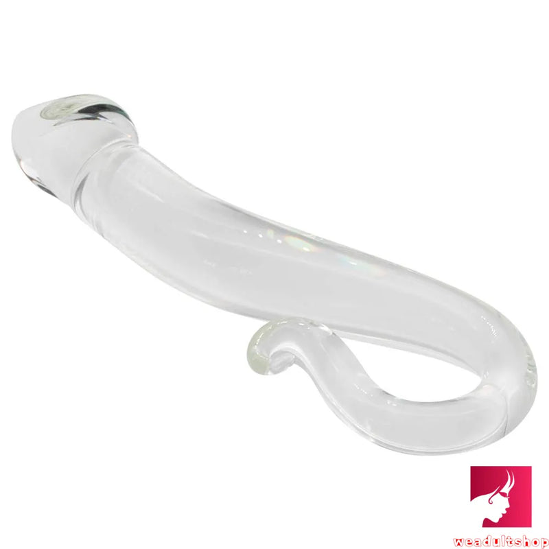 6.61in Glass Penis Dildo With Anal Hook For Women Fucking