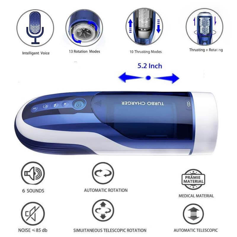LETEN 4D Automatic Heating Piston Hands Free Masturbator - Adult Toys 