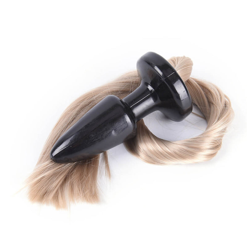 Long Blondie Pony Tail Silky Butt Plug For Animal Role Play