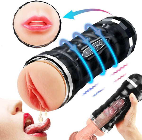 Male Masturbator Electronic Voice Oral Pocket Pussy - Adult Toys 