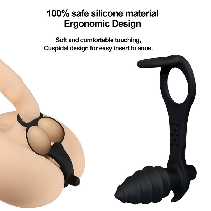 Double Rings Prostate Massager Waterproof Butt Plug - Adult Toys 