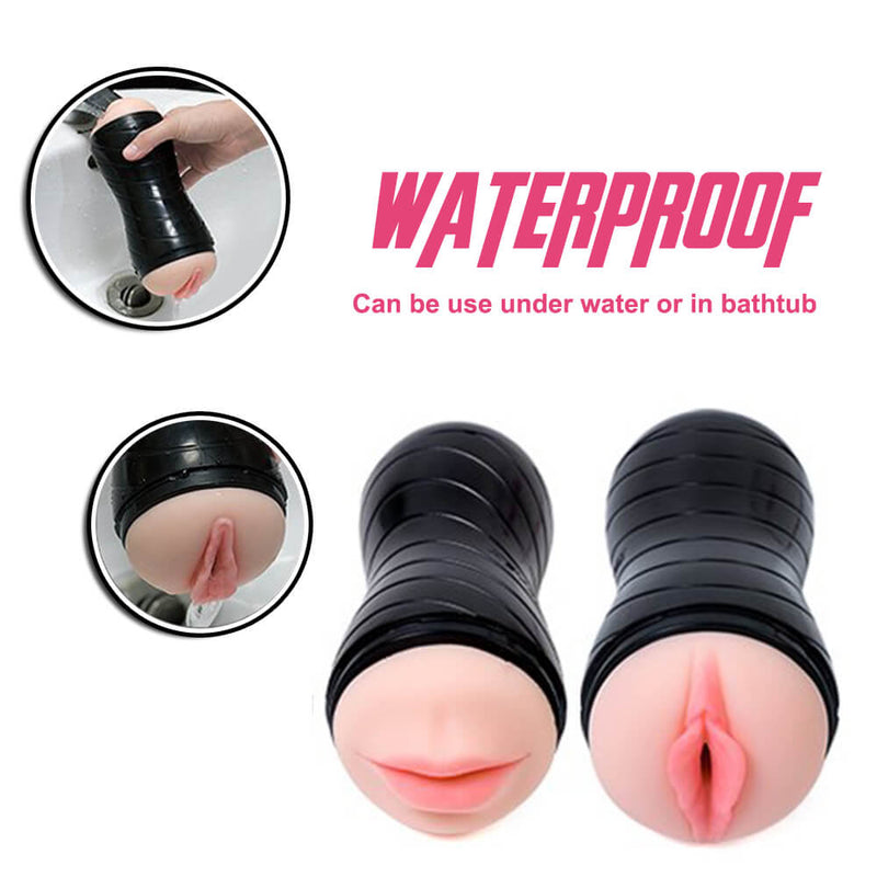 Dual Use Vagina Mouth Masturbator Realistic 3D Deep Throat Sex Toy - Adult Toys 