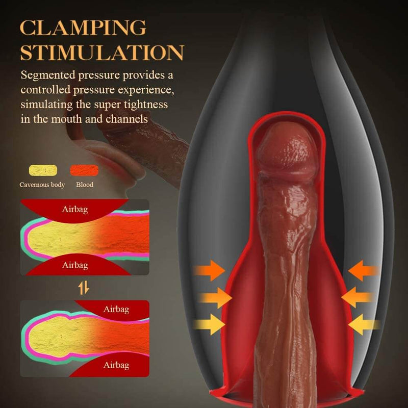 Clamping Vibrating Male Masturbator Cup With Adjustable Pump