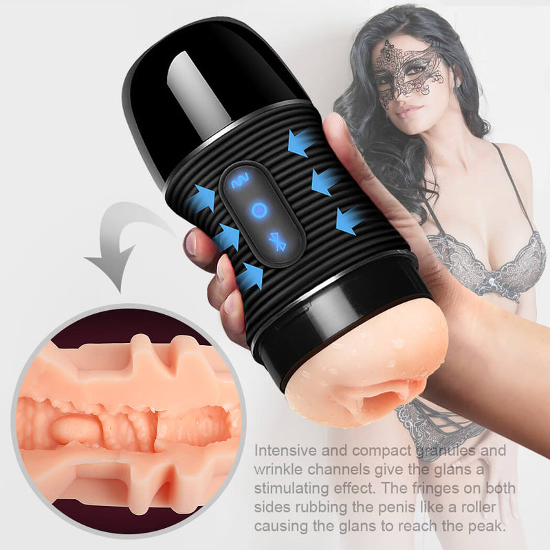 USB Charging 3D Stereo Sound Bluetooth Masturbator 8 Frequency Vibration Toy - Adult Toys 