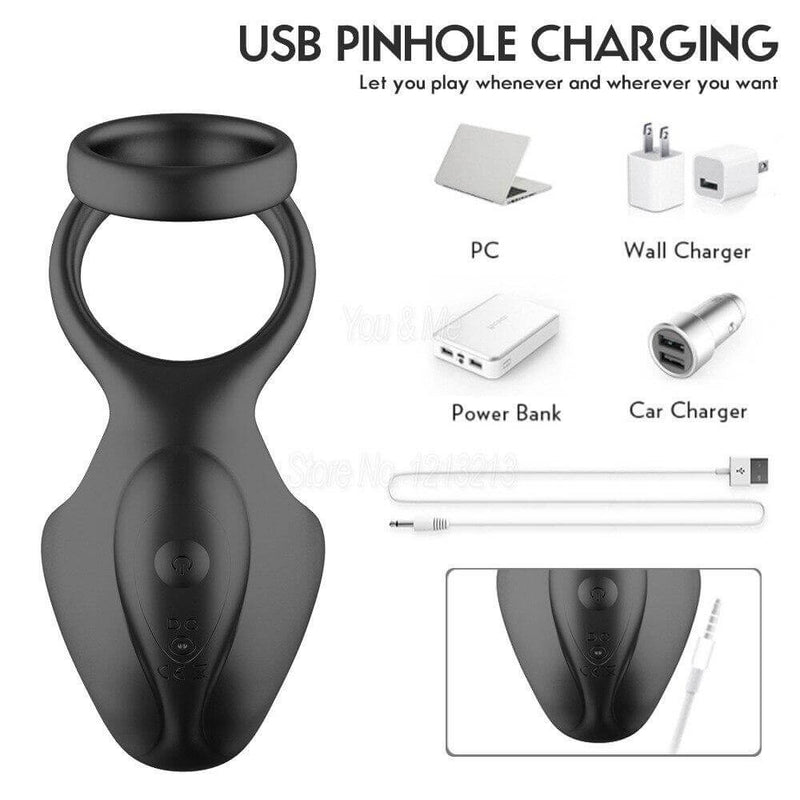 Penis Massager Men Sex Toy Ball Stretcher With Double Cock Rings