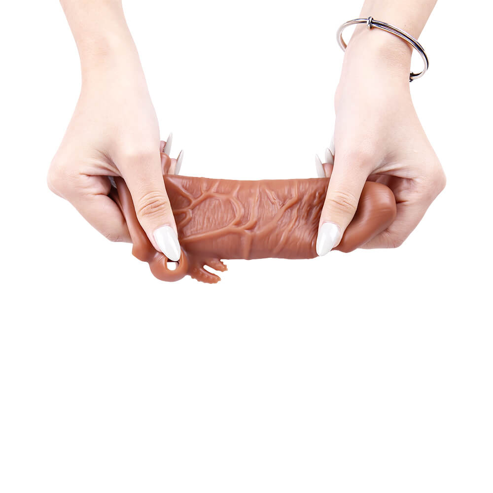 6.69in Realistic Cock Extender Sleeve Vibrating TPE Sex Toy For Men