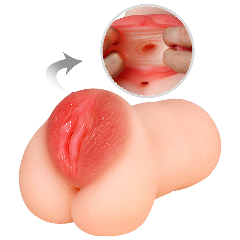 3D Double Hole Vagina Anus Pocket Pussy Waterproof Sucking Penis Adult Toy - Adult Toys 
