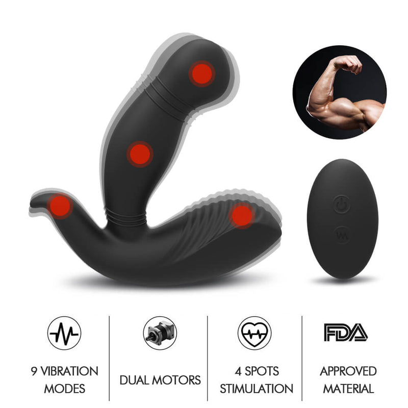 Prostate Massager Mute Remote Control Butt Plug - Adult Toys 