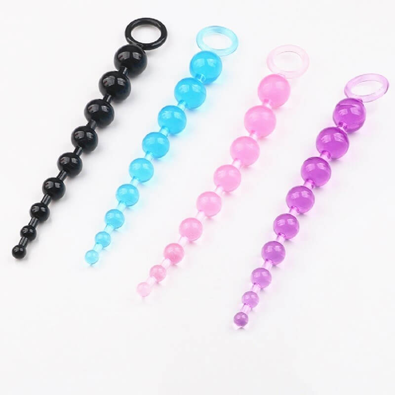 Silicone Long Anal Plug Beads Pull Ring Ball For Vagina Anus