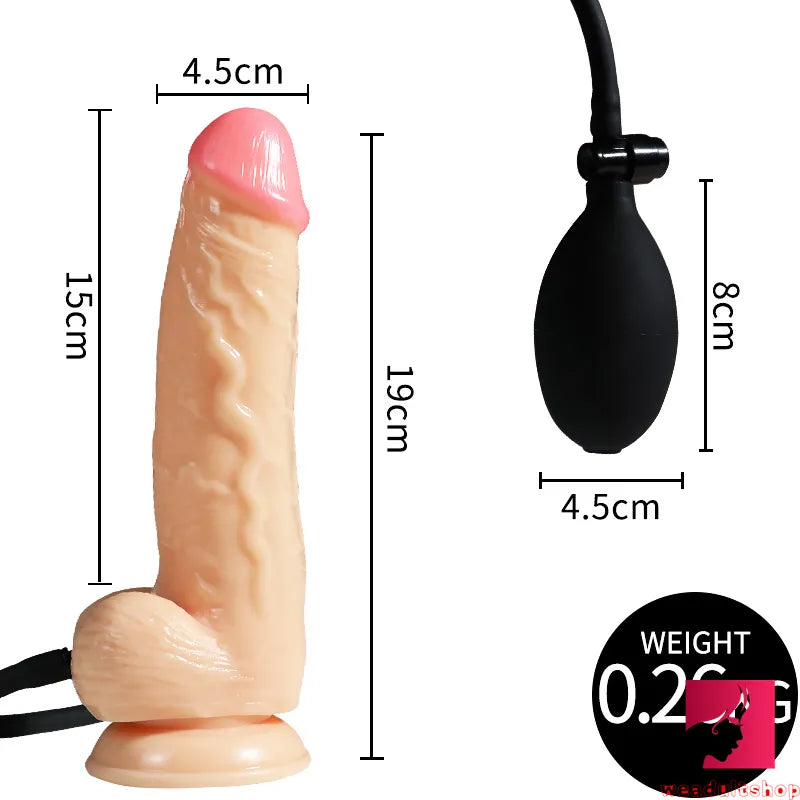 7.48in Flesh Realistic Inflatable Penis Dildo For Lesbian Vagina
