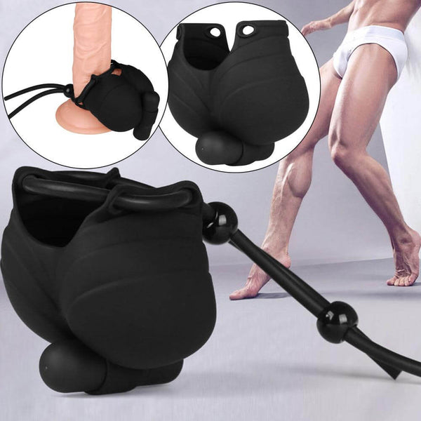 Adjustable Cock Ring With Testicle Ball Vibrator For Men