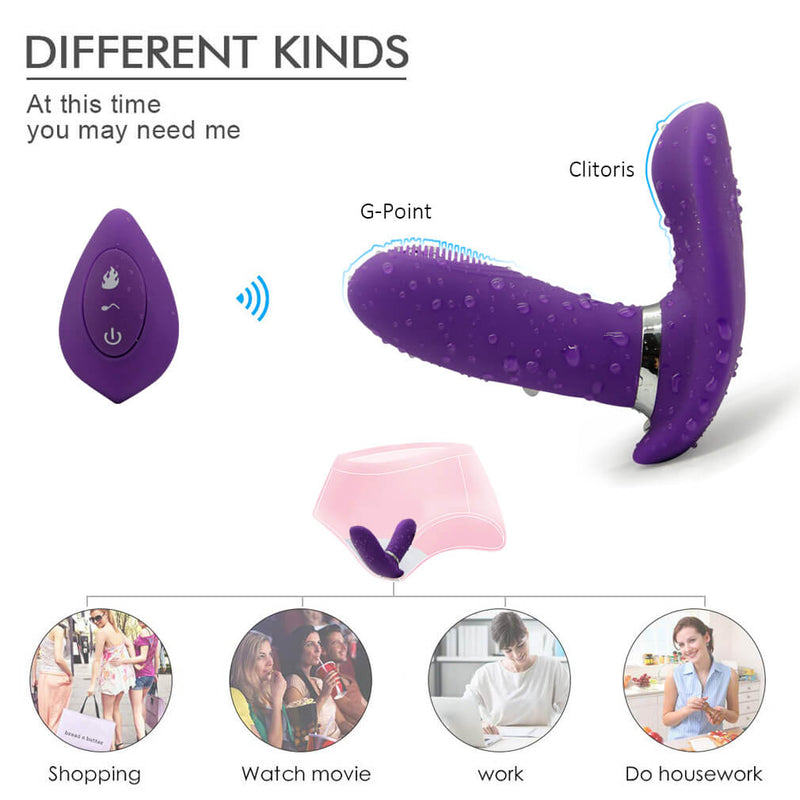 Strong Vibration Heating Dual Motors Vibrator Wearable Waterproof Toy - Adult Toys 