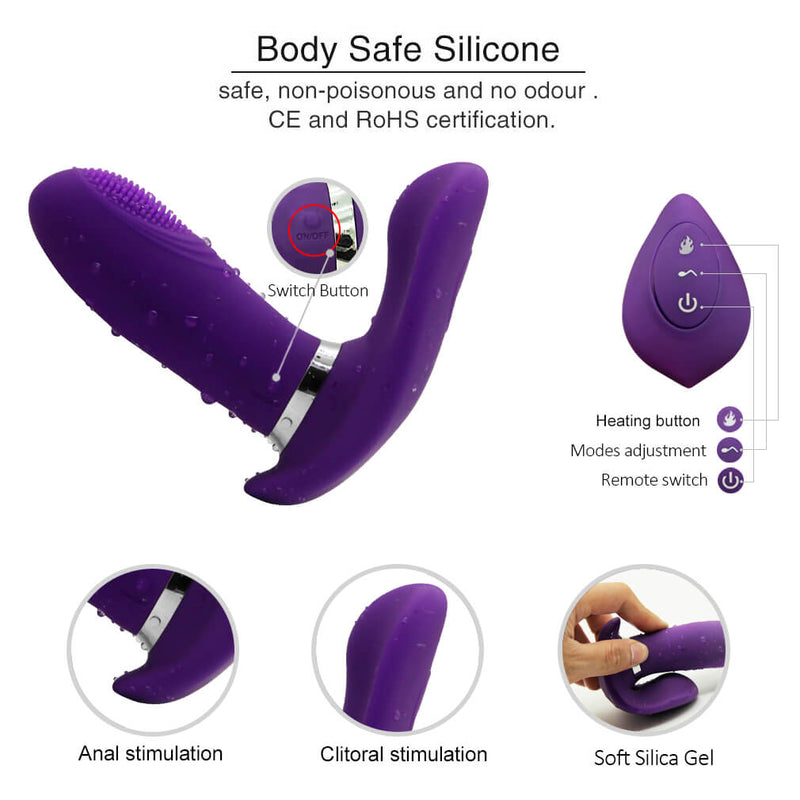 Strong Vibration Heating Dual Motors Vibrator Wearable Waterproof Toy - Adult Toys 