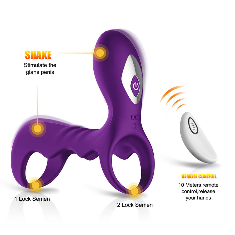 10 Vibration Modes Double Penis Rings Delay Ejaculation Adult Toy - Adult Toys 