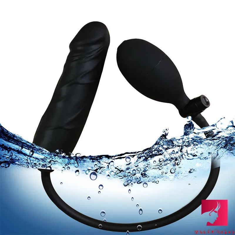 6.49in Black Real Inflatable Dildo For Lesbain Anal Sex Toy