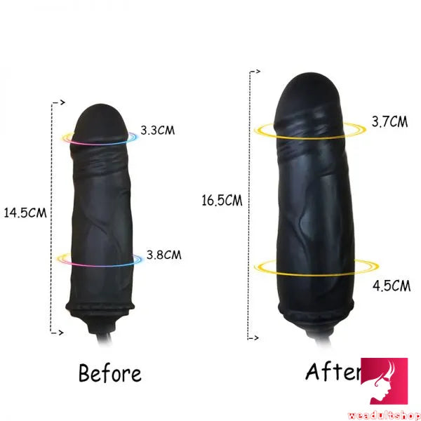 6.49in Black Real Inflatable Dildo For Lesbain Anal Sex Toy