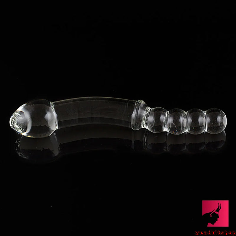 10.43in Large Long See Through Glass Dildo With Anal Beads