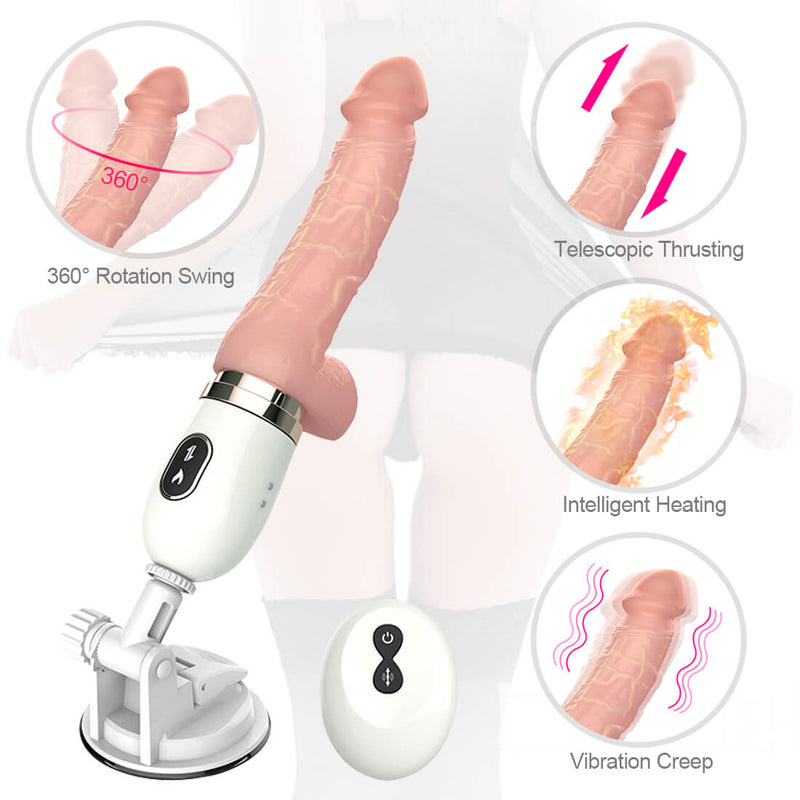 Realistic Vibration Dildo Heating Telescopic Dildo Gun Automatic Sex Machine - Adult Toys 