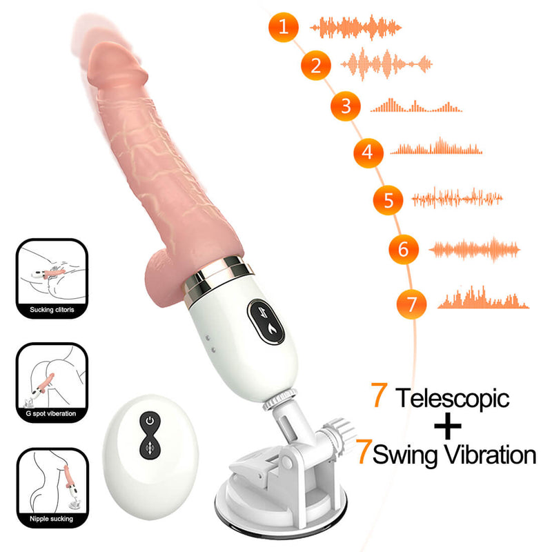 Realistic Vibration Dildo Heating Telescopic Dildo Gun Automatic Sex Machine - Adult Toys 