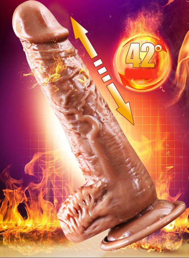 Telescopic Thrusting Heating Dildo Prostate Stimulation Vibrator - Adult Toys 