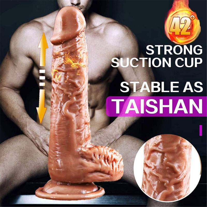 Telescopic Thrusting Heating Dildo Prostate Stimulation Vibrator - Adult Toys 