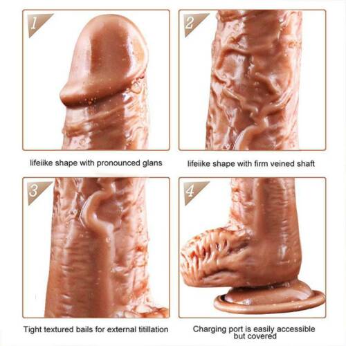Telescopic Thrusting Heating Dildo Prostate Stimulation Vibrator - Adult Toys 