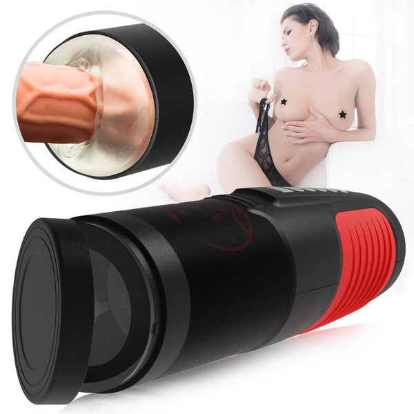 Auto Rotation 10 Sounds Vaginal Suction Cup Rechargeable Male Masturbator - Adult Toys 
