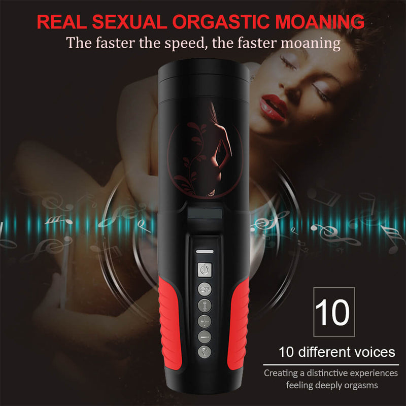 Auto Rotation 10 Sounds Vaginal Suction Cup Rechargeable Male Masturbator - Adult Toys 